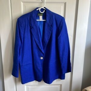 Women’s Harve Benard pour la femme 100% linen blazer. Royal Blue. Size 18W.